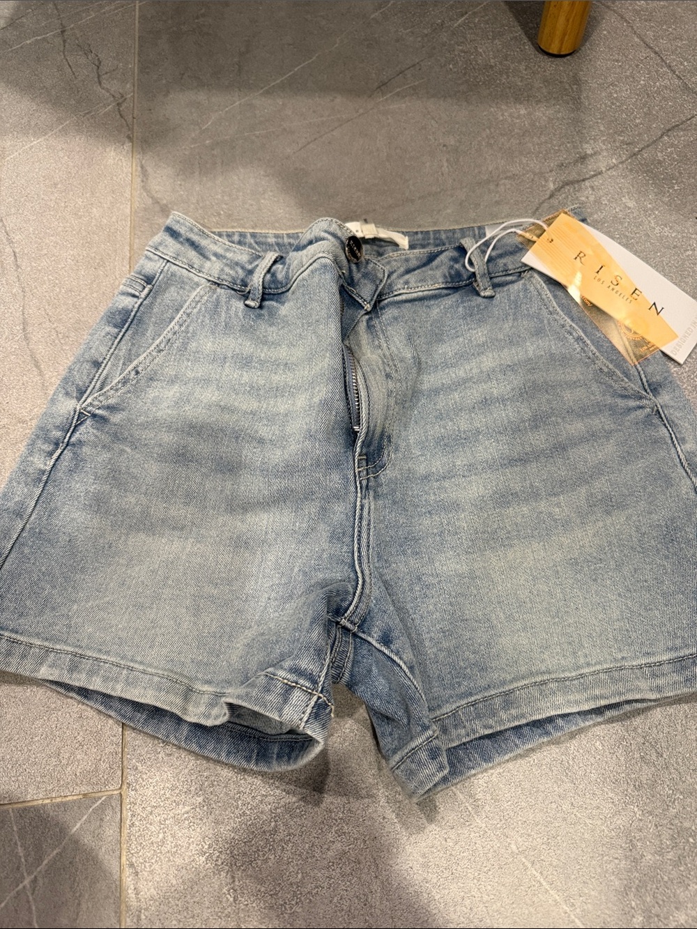 Risen Light Blue High-Rise Denim Shorts for Women